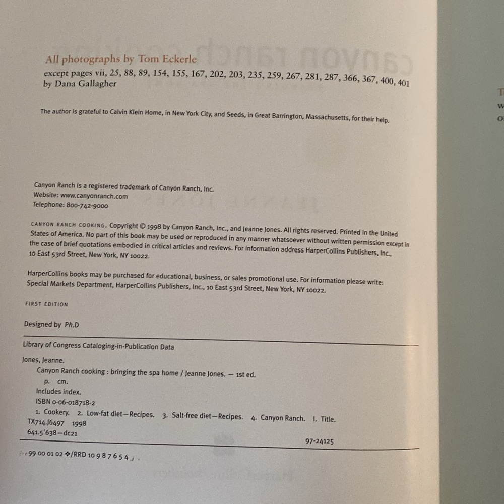 Canyon Ranch Spa Cookbook - First Edition Hardcover - Picture 3 of 11